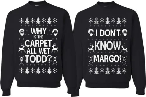 Vista 17 de Wild Bobby Why is The Carpet All Wet Todd Margo - Sudaderas con gráfico de Navidad para parejas