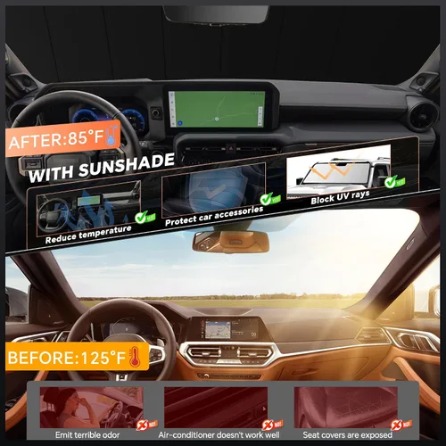 Vista 4 de Parasol para parabrisas para Honda CR-V 2017-2022, diseño plegable de acordeón de ajuste personalizado, accesorios de automóvil, protector de visera
