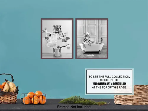 Vista 7 de Juego de decoración de baño de tigre, juego de baño para niños, hombres y mujeres, divertido arte de pared de baño, decoración de pared de baño