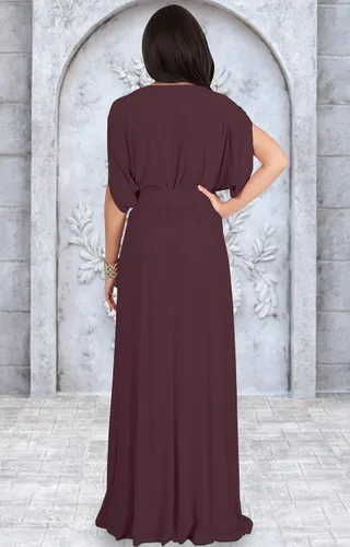 Vista 5 de KOH KOH - Vestido formal de manga corta para cóctel suelto cuello en V