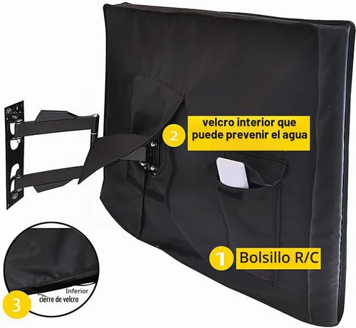 Vista 2 de Funda de TV para exteriores, protector universal impermeable para LCD de 40"-43", LED, compatible con soportes y soportes estándar, bolsillo