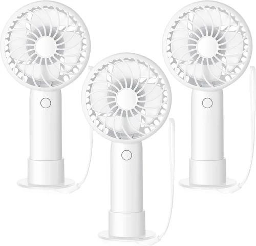 Vista 31 de Tujoe Mini ventilador de mano potente de 3 velocidades, ventilador personal pequeño portátil recargable con base USB para mujeres, maquillaje