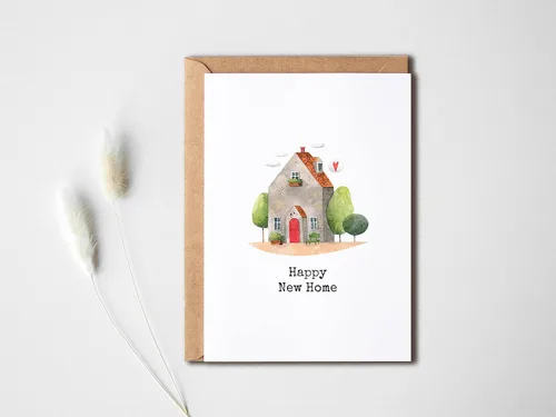 Vista 3 de KrysDesigns Happy New Home Card - Tarjeta en blanco de 5 x 7 pulgadas con sobre
