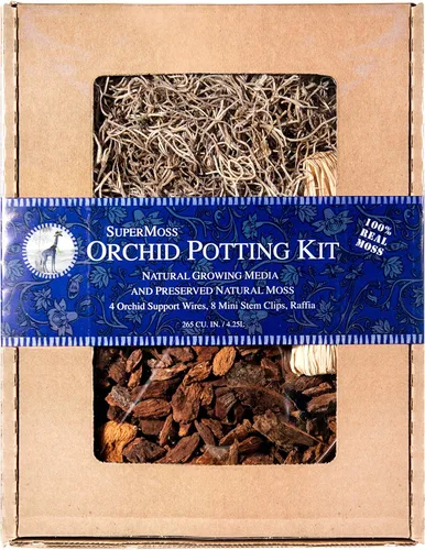 Vista 7 de SuperMoss (90509) Kit para macetas de orquídeas, juego completo de cuidado de orquídeas con musgo preservado, corteza de orquídea, clips florales