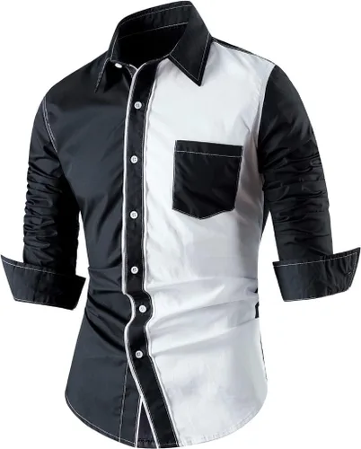 Vista 138 de jeansian - Camisas de manga larga de ajuste entallado para hombre (8397), con botones, informales y de vestir.