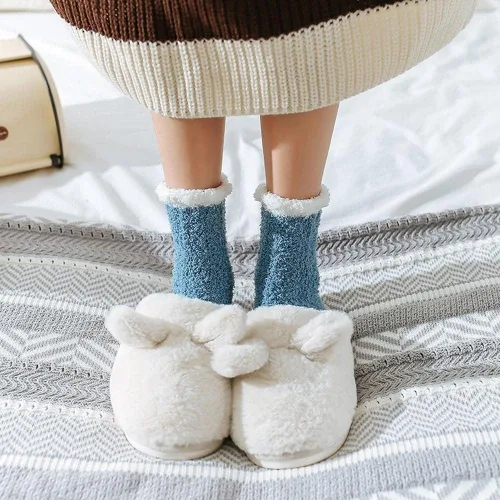 Vista 6 de ENASGLOO 6 pares de calcetines mullidas de microfibra para mujer, calcetines mullidas para dormir en invierno