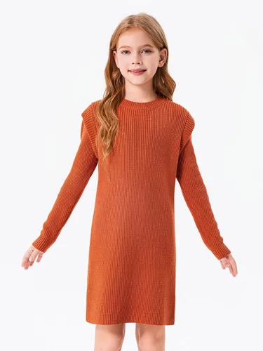 Vista 3 de Haloumoning Vestido de suéter de manga larga para niñas de 5 a 14 años