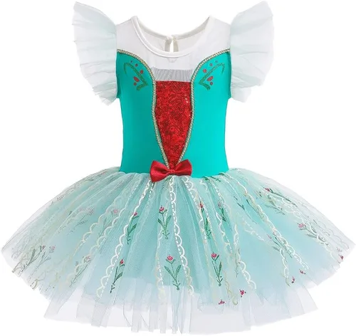 Vista 13 de Leotardos de princesa para niñas con falda de ballet y tutú para Halloween, Navidad, fiesta de cumpleaños, vestido elegante