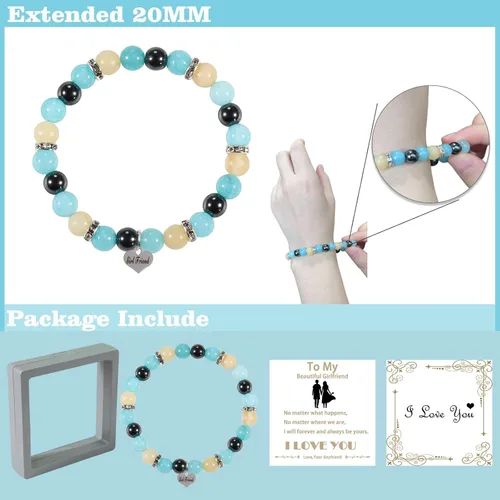 Vista 4 de Junyovin Bracelet for Women Inspirational Birthday Thanksgiving Christmas Mother's Day Valentines Appreciation Natural Stone Bracelets Gifts for Mom
