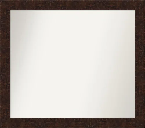 Vista 100 de Amanti Art Espejo de baño de bronce para sobre fregadero, 24 x 24 pulgadas, espejo de tocador cuadrado estrecho de bronce Manhattan, marco de madera