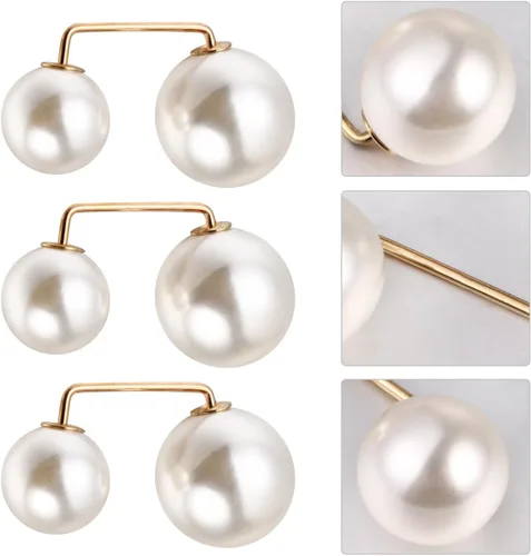 Vista 9 de COHEALI 6 broches de imitación – Alfileres de seguridad antiexposición para mujer – Apretador de cintura para pantalones y faldas – Clips de Blanco
