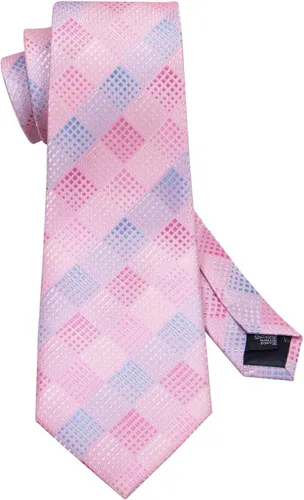 Vista 41 de Barry.Wang Juego de corbatas a cuadros para hombre con pañuelo gemelos de rayas clásicas