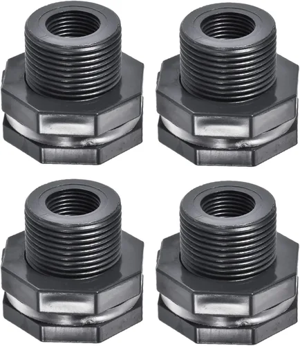 Vista 7 de M METERXITY Paquete de 2 accesorios de mamparo de PVC – Conector de tanque de agua de doble rosca, con junta de silicona, para acuarios
