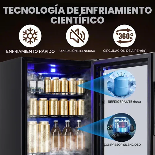 Vista 3 de WANAI Refrigeradores de bebidas 120-Can Mini refrigerador pequeño con pantalla táctil LED