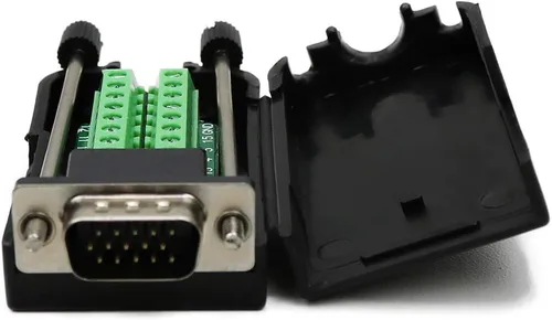 Vista 3 de Twinkle Bay D-SUB DB15 Macho 15Pin Jack Puerto a Terminal Breakout Board Conector 3Row Plug, DR15 VGA macho con estuche