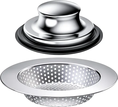 Vista 8 de Huntorny 2 Piezas Colador y Tapón de Drenaje para Fregadero de Cocina, Atrapador de Drenaje y Protector de Drenaje para Fregadero de Cocina, Tapón