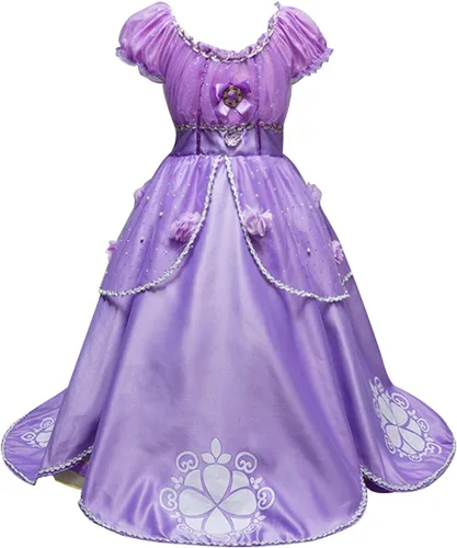 Vista 40 de Disfraz de princesa Sofía Rapunzel para niñas, disfraz de Halloween, Navidad, cumpleaños, fiesta con accesorios