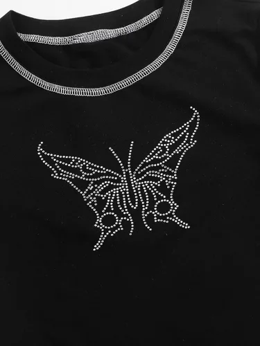 Vista 4 de SOLY HUX Camiseta corta de verano para mujer de manga corta recortada