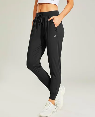 Vista 4 de Haimont Pantalones deportivos para correr para mujer con bolsillos con cremallera, ligeros, atléticos, para entrenamiento, pantalones casuales