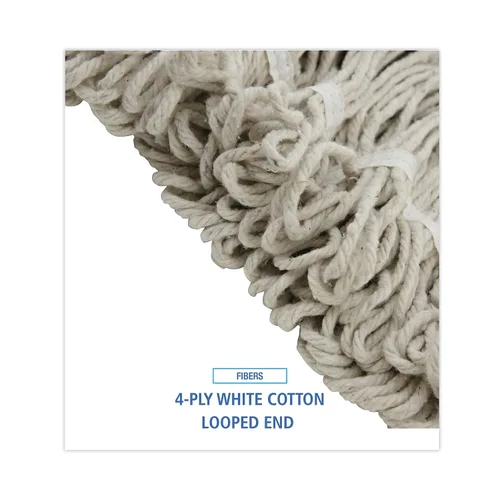Vista 4 de Boardwalk BWK424CCT 24 oz. Pro Loop Web/Tailband Algodón Wet Mop Head - Blanco (12/Cartón)