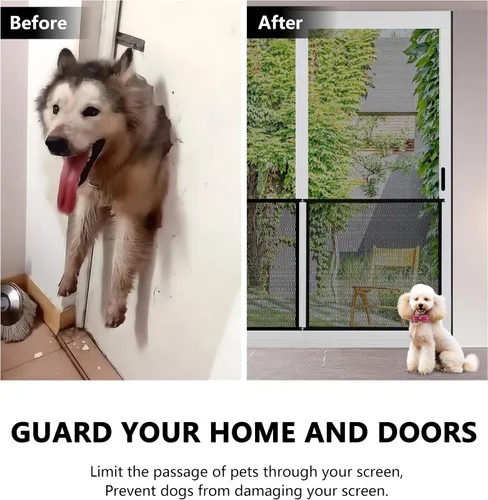 Vista 3 de Protector de puerta de pantalla de rejilla de acero para mascotas de Guardian para perros, gatos y mascotas, protector contra arañazos de reemplazo