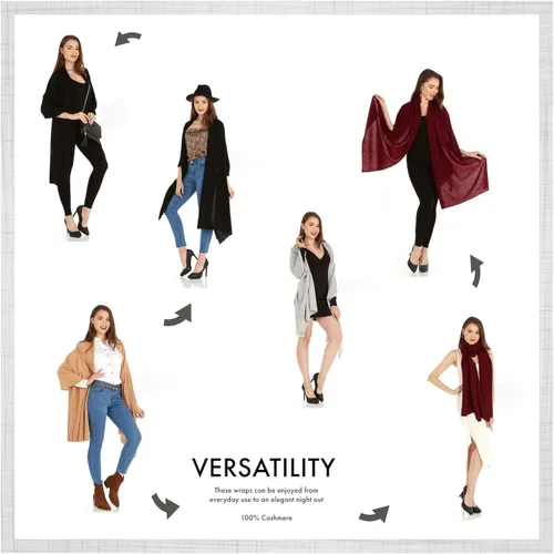 Vista 8 de Manio Cashmere Chal cruzado de punto 100% cachemira extra grande bufanda estola