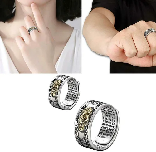 Vista 3 de ZUYOKI FENG Shui PIXIU MANI - Anillo de protección contra la riqueza, amuleto de Feng Shui, anillo ajustable abierto de la suerte, anillo de joyería