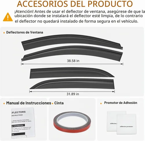 Vista 4 de Deflectores de ventana adheribles a prueba de roturas para Chevrolet (Chevy) Equinox 2018-2024, protectores contra lluvia, viseras de ventana