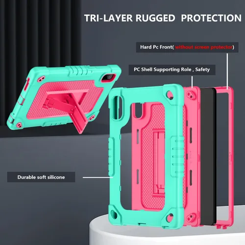 Vista 3 de Funda para tablet Nook Lenovo de 9 pulgadas (2024)/Lenovo Tab M9 TB-310FU 2023 resistente con soporte integrado carcasa protectora rígida con correa