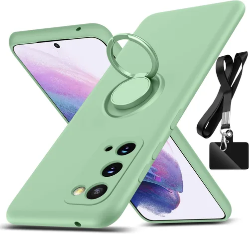 Vista 9 de Funda para Samsung Galaxy S20, con soporte de anillo giratorio de 360° y cordón de correa de silicona líquida delgada antiarañazos funda protectora