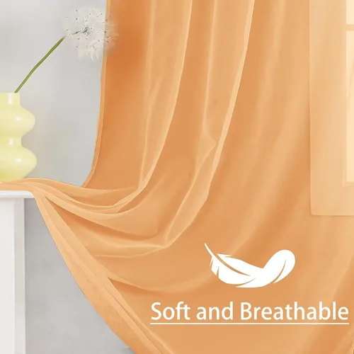 Vista 6 de Cortinas de gasa semitransparentes, 30 pulgadas de largo, 2 paneles, con bolsillo para cortinero, tratamiento para ventanas, para sala de estar