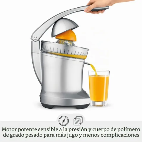 Vista 2 de Breville BCP600SIL, máquina de exprimidor motorizado de prensa de cítricos, plata Easily squeeze fresh citrus juice with an automatic motor and