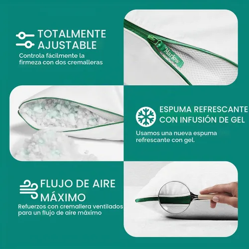 Vista 2 de Almohada ajustable de espuma viscoelástica Marlow