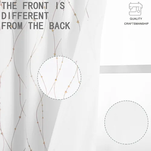 Vista 5 de SMILE WEAVER Cortinas blancas de Navidad de 84 pulgadas de largo para dormitorio, cortinas de oscurecimiento de habitación con estampado de Oro