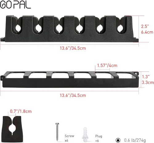 Vista 11 de Go Pal Soporte para taco de piscina, soporte de pared para 6 tacos, ahorro