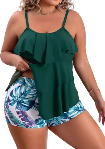 Vista 9 de B2prity Traje de baño tankini de talla grande para mujer, con control de 01
