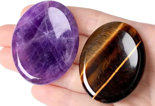 Vista 15 de QINJIEJIE Piedra de preocupación para el pulgar para la ansiedad, cristales de chakras, piedras curativas para la preocupación de los chakras