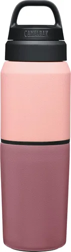 Vista 3 de CamelBak MultiBev - Botella de agua con aislamiento de acero inoxidable y taza de viaje Rosa Terracota/Rosa Camelia