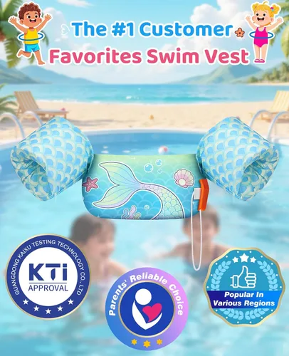 Vista 35 de HeySplash Swim Vest for Kids, Puddle Float Jumper with Safety Buckle