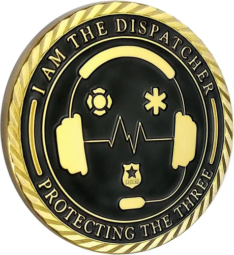Vista 3 de Thin Gold Line Challenge Coin Despachador de emergencia para regalo de socorristas