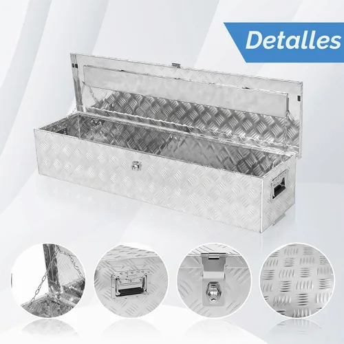 Vista 4 de Caja de herramientas de aluminio para camión de 50 pulgadas, caja de herramientas para cama de camioneta pickup con cerradura y llaves, cajas