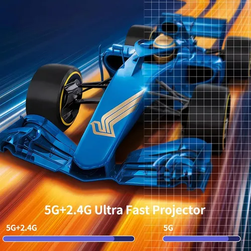 Vista 4 de [Soporte ajustable de 270°] Mini proyector inteligente con WiFi 6 y Bluetooth, proyector de película para exteriores Keystone automático 1080P HD