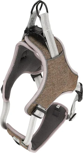 Vista 9 de Adjustable Dog Harness, Reflective No Pull Vest with Anti Break Design for Large Medium Dogs, Comfortable Polyester Nylon Chest Strap in Coffee