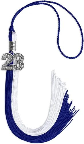 Vista 100 de Endea Graduation Borla de doble color con dije de plata brillante (negro/oro antiguo, 2025)