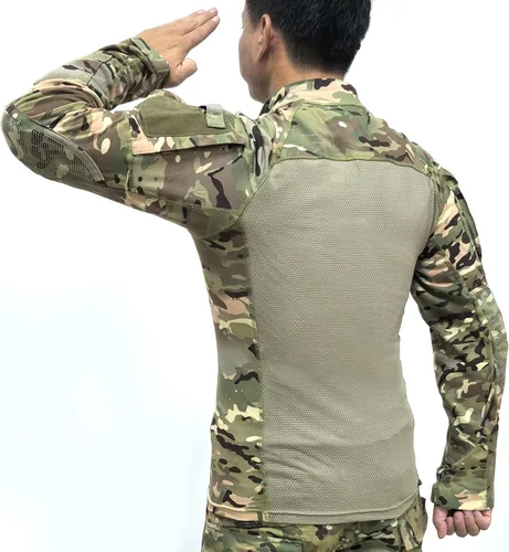 Vista 2 de H World Shopping Camisa táctica de manga larga militar para hombre con cremallera