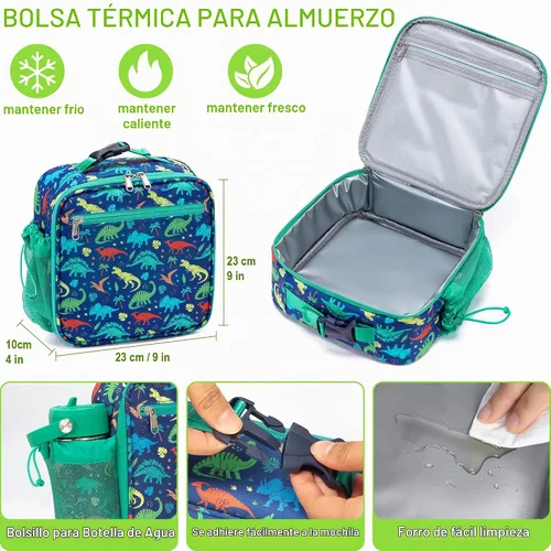 Vista 4 de Fimibuke Juego de lonchera Bento para niños y adultos con tarro de comida aislado de 8 onzas, bolsa de almuerzo y taza de salsa, a prueba de fugas