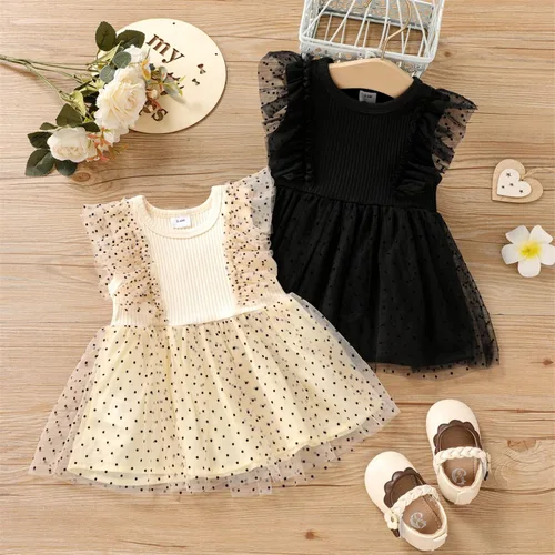 Vista 7 de Vestido de princesa 100 % algodón sin mangas tutú vestido de verano para niñas pequeñas, vestido de malla con volantes 3M-3Y