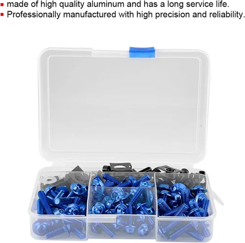 Vista 4 de Tornillos, kit universal de carenado de 177 piezas de tornillos de motocicleta M5 M6 apto para motos deportivas (azul)