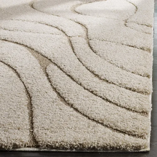 Vista 6 de Safavieh Florida Shag Collection - Alfombra de área de 2 x 3 pies, color crema/beige, diseño geométrico, felpa de 1.2 pulgadas de grosor, ideal