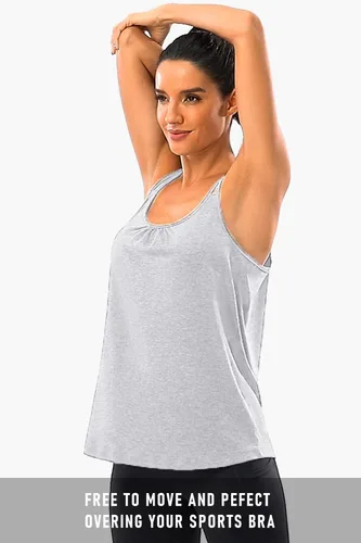 Vista 3 de Hibelle Camiseta sin mangas para mujer con cuello redondo y espalda cruzada